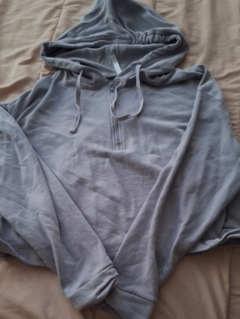 Fabletics Light Gray Half-Zip Hoodie